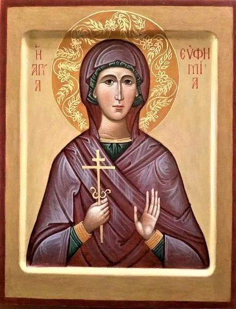 24 июля Церковь чествует память великомученицы Евфимии всехвальной. Равноапостольной Ольги, великой княгини Российской, во Святом Крещении Елены.